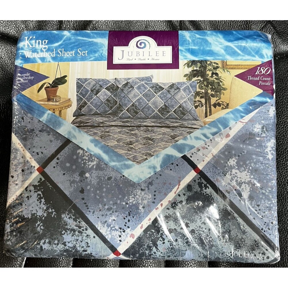 Vintage Jubilee KING Size Waterbed Sheet Set 180 Thread Count Soft Percale NEW